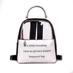 B0222-black Tas Ransel Transparan Knapsack Bag Kekinian Import