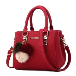 B1248A-red Tas Handbag Gantungan Pom Pom Cantik Terbaru