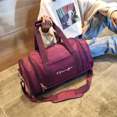 B148-purple Tas Travel Bag Nylon Cantik Import