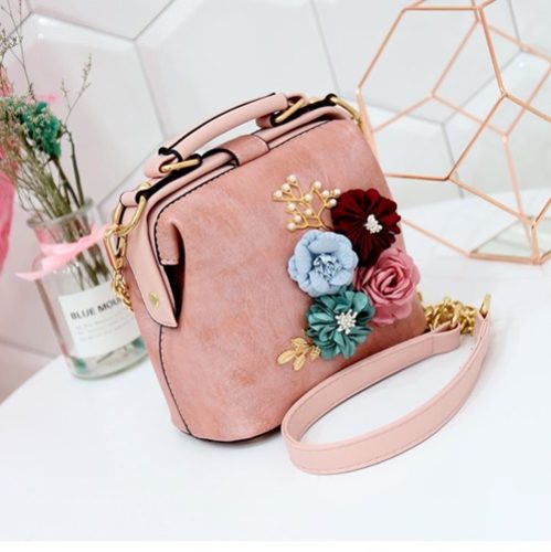 B2021-pink Doctor Bag Selempang Bunga Wanita