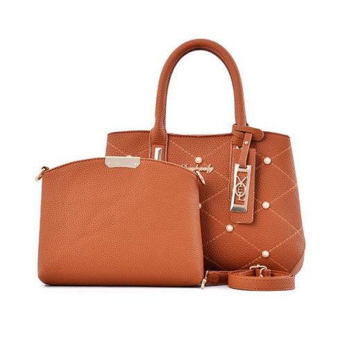 B2577-brown Tas Handbag 2in1 Wanita Elegan