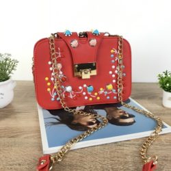 B48050-red Clutch Bag Wanita Elegan Import
