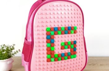 BOM4334-pink Tas Ransel Anak Lego Pixel Kreatif