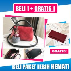 BTH012065-red B1G1 Doctor Bag Cantik + Dompet Cantik