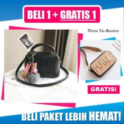 BTH012087-black B1G1 Tas Handbag Pom Pom+ Gratis B387 (Random)