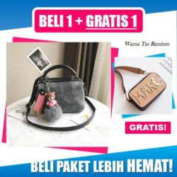 BTH012087-gray B1G1 Tas Handbag Pom Pom+ Gratis B387 (Random)