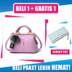 BTH078723-purple B1G1 Tas Handbag Import + Dompet Panjang Import