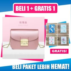 BTH107037-pinkgold B1G1 Tas Selempang Jelly + Bonus Dompet Karakter