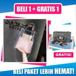 BTH180982-pink B1G1 Tas Selempang Transparan + Tas Jelly Import