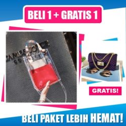 BTH180982-red B1G1 Tas Selempang Transparan + Tas Jelly Import