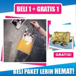 BTH180982-yellow B1G1 Tas Selempang Transparan + Tas Jelly Import