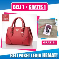 BTH791138-red B1G1 Tas Handbag Elegan + Dompet Karakter