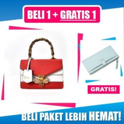 BTH793623-red B1G1 Tas Handbag Pesta + Dompet Cantik