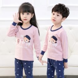 C071-pinkteddy Setelan Anak Lucu Cewek/Cowok Kaos + Celana Import