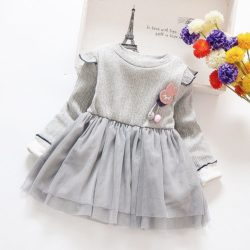 C071002-gray Dress Anak Lengan Panjang Cantik Terbaru