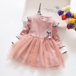 C071002-pink Dress Anak Lengan Panjang Cantik Terbaru