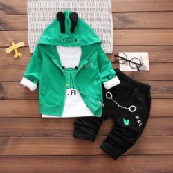 C090-green Baju Jaket dan Celana Anak Set Import