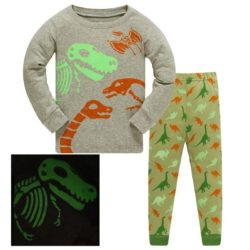 C1092-greendinosaur Setelan Baju tidur Anak (Gambar menyala dalam Gelap)