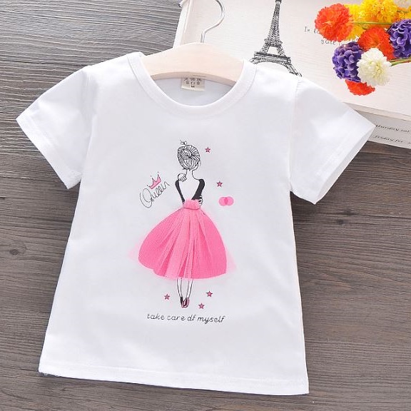 Jual C31901-white Baju Kaos Anak Cewek Cantik Import