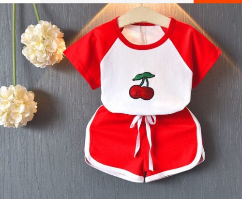 C4101-cherry Baju Celana Set Anak Imut