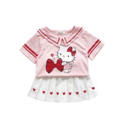 C851-pink Dress Anak Perempuan Hello Kitty