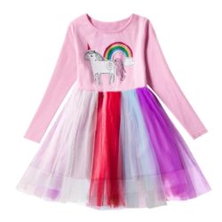 C88436-rainbow Baju Dress Anak Motif Unicorn Cantik Import