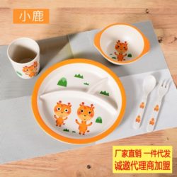 SFT009-orange Piring Makan Set Anak Organic Bamboo