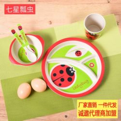 SFT009-red Piring Makan Set Anak Organic Bamboo