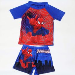 SFT225-spidermanblue Baju Renang Anak Set Baju + Celana Pendek