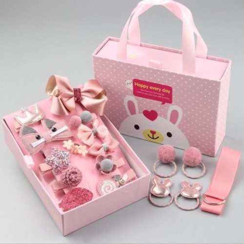 SFT6185-pink Aksesoris Rambut Cantik Imut Isi 18 Free Kotak Cantik