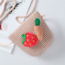 SFT6207-pink Sling Bag Mini Anak Bahan Fiber (Serabut) Lucu Import