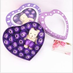 SFT901-purple Bunga Rose Sintetis with LOVE Box