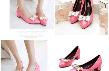 SH156 IDR.234.000 MATERIAL PU HEEL 4CM COLOR PINK SIZE 36,37,38,39,40