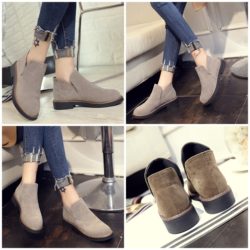 SHB8316-gray Sepatu Boots Laceless Wanita 3CM