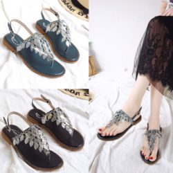 SHF666-black Sandal Flat Wanita Cantik Import