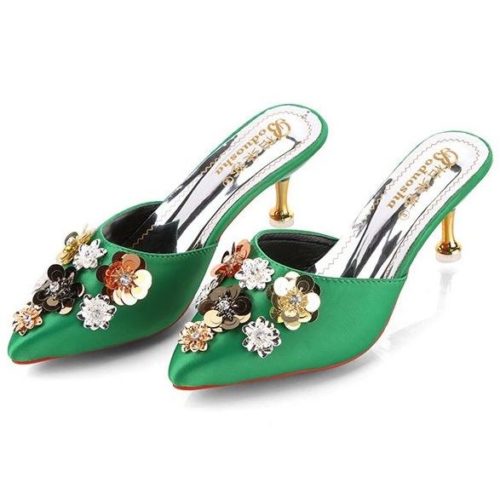 SHH031-green Sepatu Heels Wanita Import 6.5CM