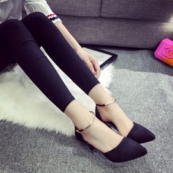 SHH1605-black Sepatu Heels Pesta Suede 6CM