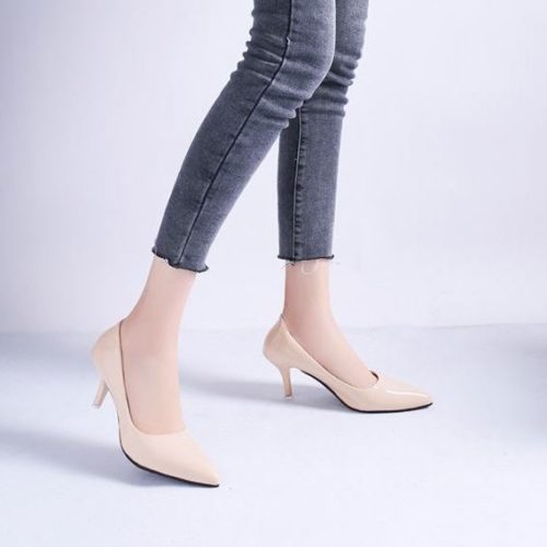 SHH188-beige Sepatu Heels Wanita Elegan Cantik 5CM