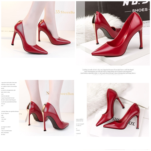 Jual SHH18998-red Sepatu Heels Glossy Import 10CM 