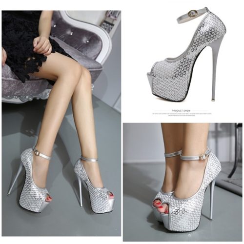 SHH25839-silver Sepatu High Heels 14CM