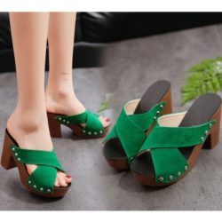 SHH3033-green Sepatu Heels Wanita Modis 10CM Import