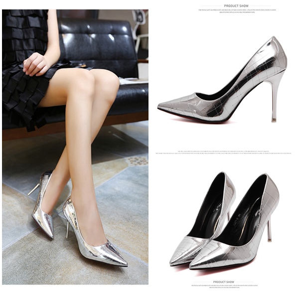 SHH35375 IDR.224.000 MATERIAL PU HEEL 8.5CM COLOR SILVER SIZE 35,36,37,38