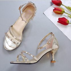 SHH5678-gold Sepatu Heels Elegan 6.5CM Import Terbaru