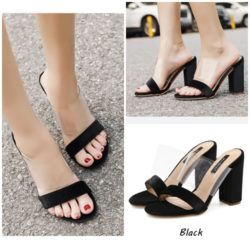 SHH59415-black Sepatu Heels SUEDE Cantik 10.5CM