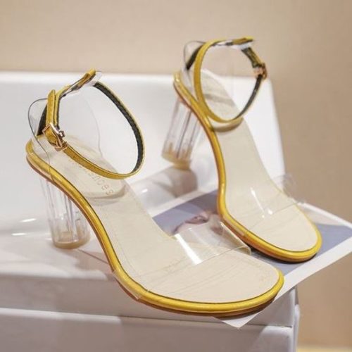 SHH777-yellow Sepatu Heels Transparan Import 8CM