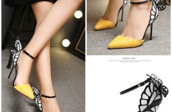 SHH81810-yellow Sepatu Heels Butterfly 10CM