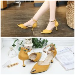 SHH913-yellow Sepatu Heels Suede 7.5CM