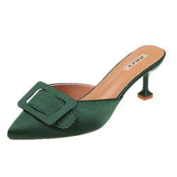 SHHA22-green Sepatu Heels Rendah Cantik Terbaru 6CM