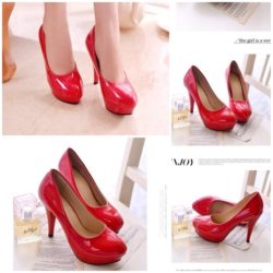 SHHF1-red Sepatu Heels Pump 10CM