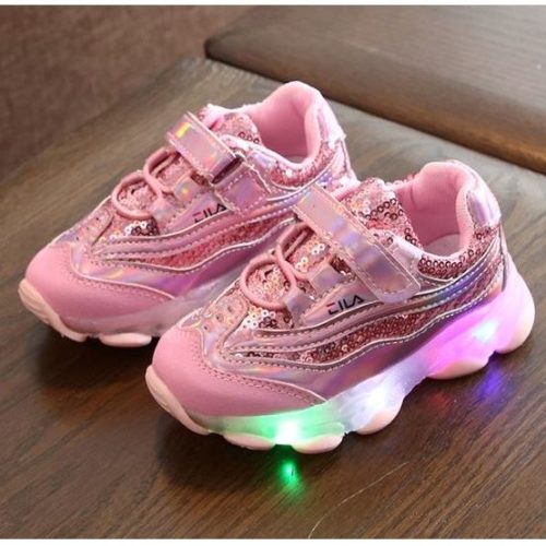 SHK1908-pink Sepatu Anak Lucu Terbaru (lampu LED)